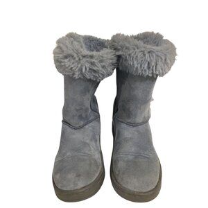 Sophia Blue Size 2 Faux Suede blue  Faux Fur lined Buttons closure Winter Boots